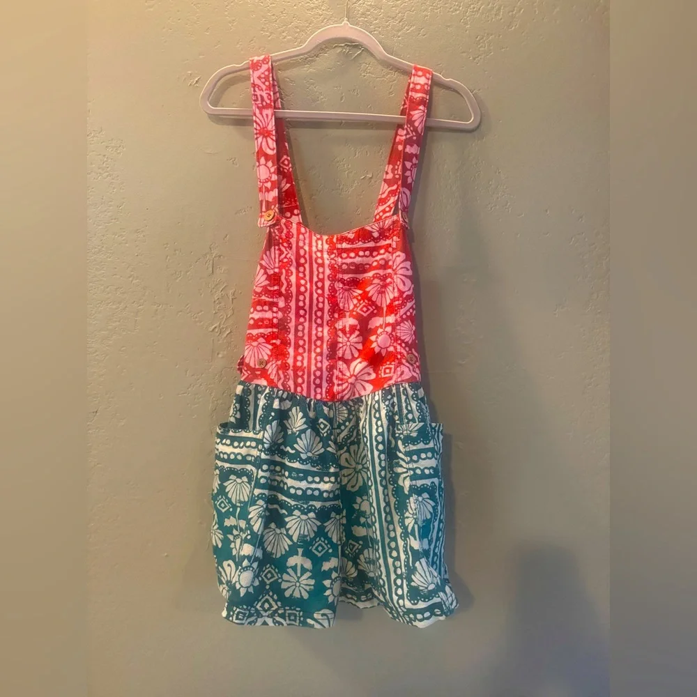Free People Palm Bay Printed Shortalls Romper - M